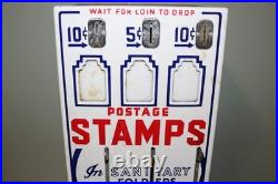 Vintage Shipman Sanitary 5c 10c Postage Stamps Porcelain Front Vending Machine