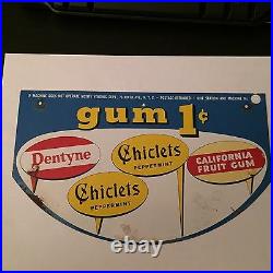 Vintage Sign 1950's Chiclets & Dentyne Vending Machine 1 Cent Metal Sign