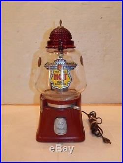 Vintage Silver King 5 Cent Hot Nut Dispenser with Ruby Red Glass Light Top