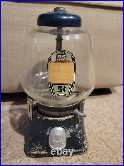 Vintage Silver King Gumball Machine WithGlass Globe