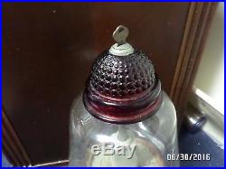Vintage Silver King Hot Nut Peanut Vending Machine Has Rare Red Glass Dome & Key