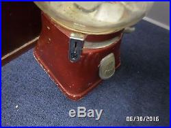 Vintage Silver King Hot Nut Peanut Vending Machine Has Rare Red Glass Dome & Key