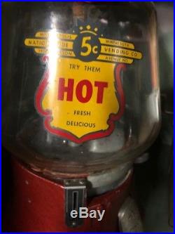 Vintage Silver King Regal Hot Nut Machine with Ruby Acorn Top Peanut Vending