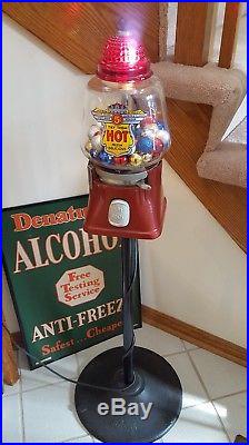 Vintage Silver King Ruby Glass Acorn Top 5 Cent Hot Peanut Vending Machine Stand