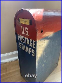 Vintage Stamp Vending Machine Post Office Antique Metal Postal Service No Key
