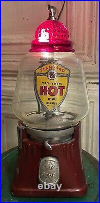 Vintage Standard 5 Cent Hot Nuts Lighted Vending Machine