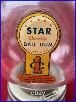 Vintage Star Quality Ball Gum 1 Cent Machine Dispenser Hart Gum Company with Key