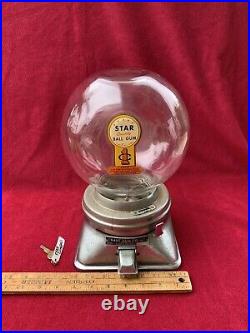 Vintage Star Quality Ball Gum 1 Cent Machine Dispenser Hart Gum Company with Key