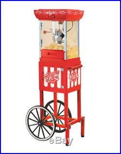 Vintage Style Popcorn Machine With Cart Stand Old Fashioned Pop Corn Popper New