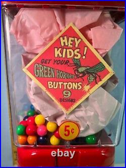 Vintage The Green Hornet Buttons Red Vending Machine withKey