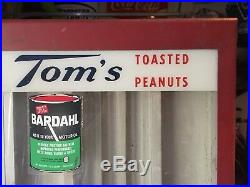 Vintage Toms Toasted Peanuts 5c Vending Machine Gas Station Coin Op Dispenser