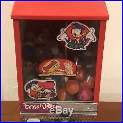 Vintage Toy N Joy 1 Cent Donald Duck Gumball Candy Vending Machine with Key WORKS