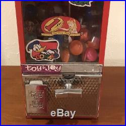 Vintage Toy N Joy 1 Cent Donald Duck Gumball Candy Vending Machine with Key WORKS