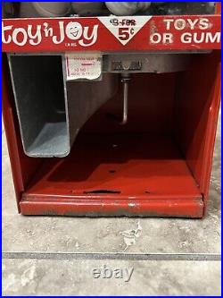 Vintage Toy'n Joy 5-Cent Toy Gumball Vending Machine WithOriginal Insert & Prizes