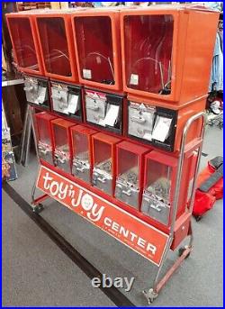 Vintage Toy n Joy Center 10 Vending Machines with Wheeled Display