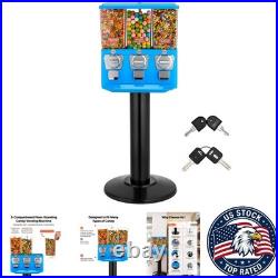 Vintage Triple Compartment Candy Vending Machine with Cash Box 42.5 Inches