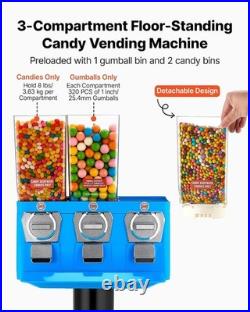 Vintage Triple Compartment Candy Vending Machine with Cash Box 42.5 Inches
