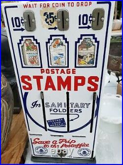 Vintage USA POSTAGE Stamps Vending Machine With Working Lock And Key