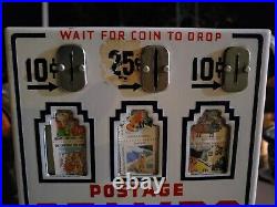 Vintage USA POSTAGE Stamps Vending Machine With Working Lock And Key