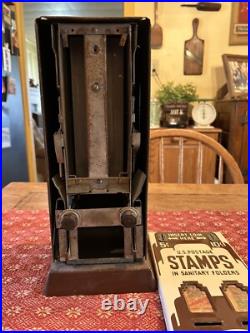 Vintage US Postage 5 & 10 Cent Stamp Vending Machine with Porcelain Front