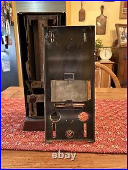 Vintage US Postage 5 & 10 Cent Stamp Vending Machine with Porcelain Front