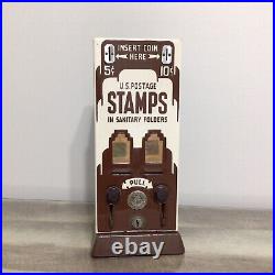 Vintage US Postage Shipman 5 & 10 Stamp Vending Machine Porcelain Front NO KEY