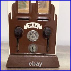 Vintage US Postage Shipman 5 & 10 Stamp Vending Machine Porcelain Front NO KEY