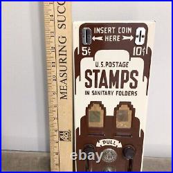 Vintage US Postage Shipman 5 & 10 Stamp Vending Machine Porcelain Front NO KEY