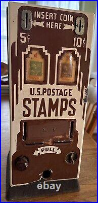 Vintage US Postage Shipman 5 & 10 Stamp Vending Machine Porcelain Front Parts
