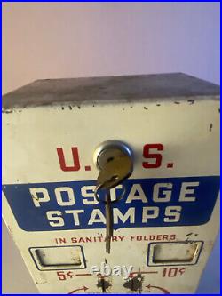 Vintage U. S. Post Office Postage Stamps Vending Machine 5 & 10 Cent With 2 Keys
