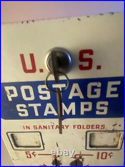 Vintage U. S. Post Office Postage Stamps Vending Machine 5 & 10 Cent With 2 Keys