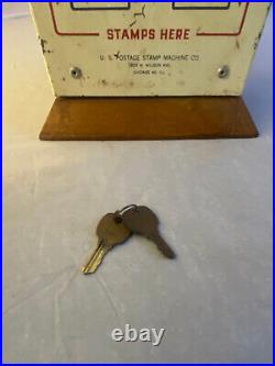 Vintage U. S. Post Office Postage Stamps Vending Machine 5 & 10 Cent With 2 Keys