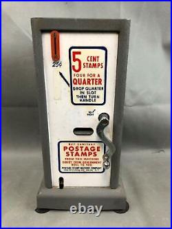 Vintage U. S. Postage 5 Cent Stamp Vending Slot Machine NO Key WORKS