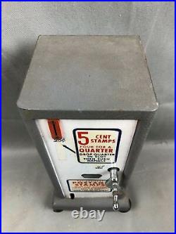 Vintage U. S. Postage 5 Cent Stamp Vending Slot Machine NO Key WORKS