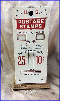 Vintage U. S. Postage Stamp Vending Machine 10, & 25 Cent Slots Machine No Key