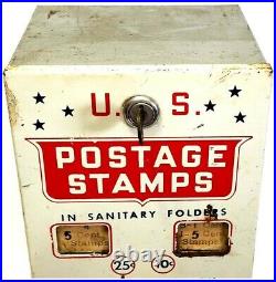 Vintage U. S. Postage Stamp Vending Machine 10, & 25 Cent Slots Machine with Key