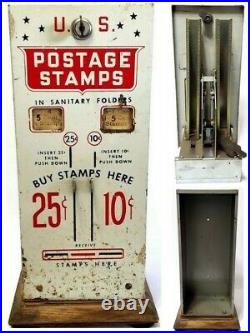 Vintage U. S. Postage Stamp Vending Machine 10, & 25 Cent Slots Machine with Key