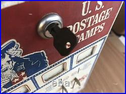 Vintage U. S. United States Postage Stamp Vending Machine Dispenser USPS with Key