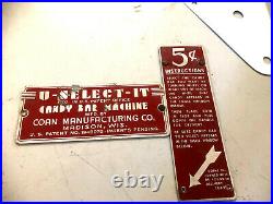 Vintage U Select It Coin Op Candy Bar Vending Operated Store Machine