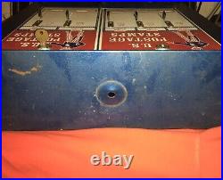 Vintage Uncle Sam Red White Blue 4 Lever Postage Stamp Dispenser Machine W Key