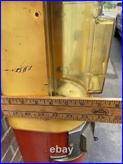Vintage VICTOR VENDORAMA 5 Cent GUMBALL VENDING MACHINE RED YELLOW W Stand & Key