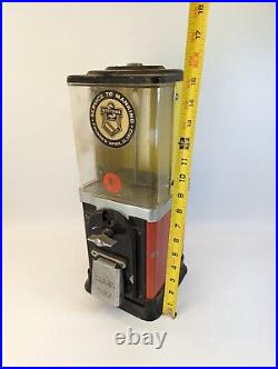 Vintage VVC 80 Victor Vending Co Gumball Machine 1-Cent Red Yellow Works READ