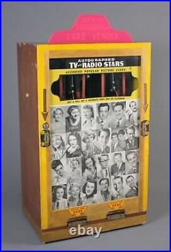 Vintage Vacuumatic Card Vender, TV & Radio Stars, Exhibit Supply Co, 1950s