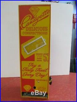 Vintage Venco Candyette Confections Vending Machine, Candy CoinOp 5 cents, 1940s