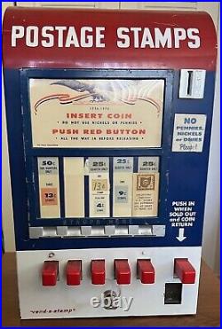 Vintage Vend A Stamp Postage Stamps Machine Vending Post Office with Key