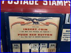 Vintage Vend A Stamp Postage Stamps Machine Vending Post Office with Key
