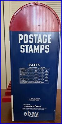 Vintage Vend A Stamp Postage Stamps Machine Vending Post Office with Key