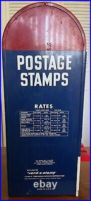 Vintage Vend A Stamp Postage Stamps Machine Vending Post Office with Key