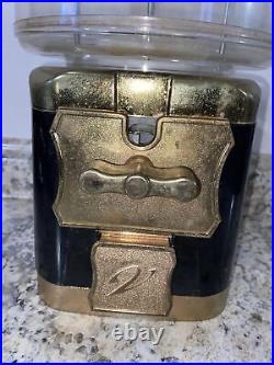 Vintage Vendworx 25 Cents Gumball Machine No Keys Black & Gold Good Condition