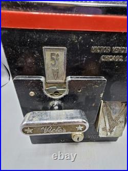 Vintage Victor 88 5 Cent Vending Machine Black Red Unlocked Missing Key